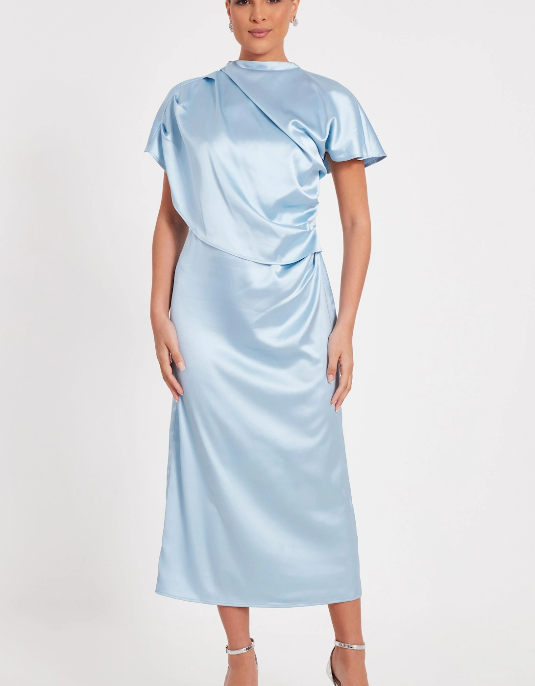 Light Blue Satin Midi Dress, 2 of 1