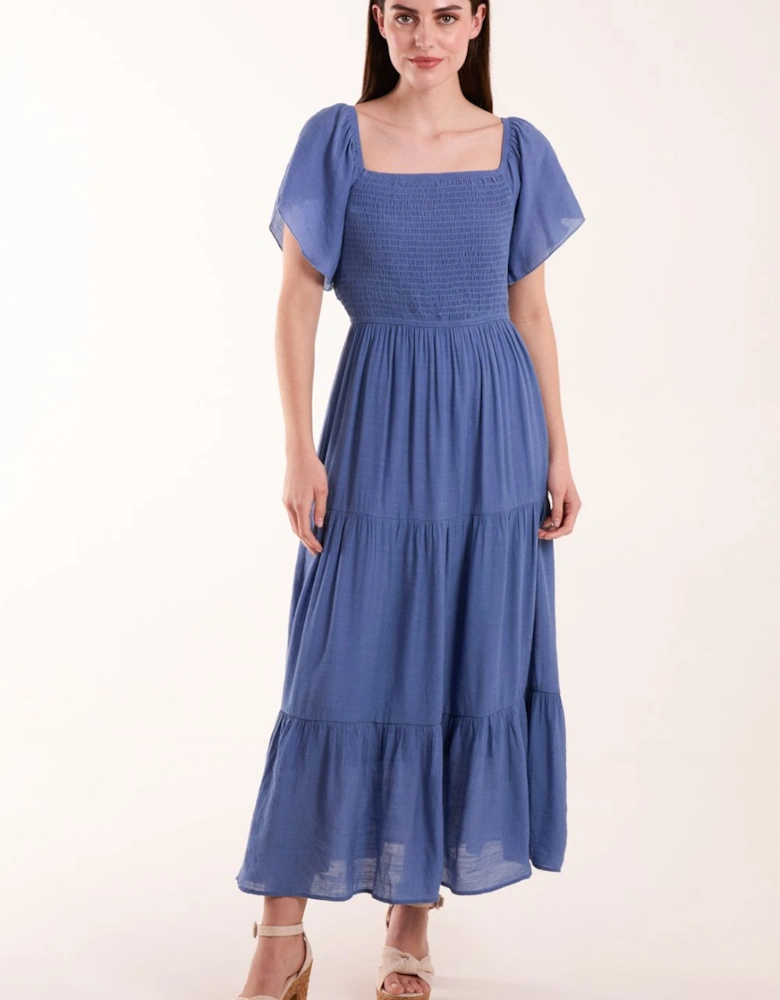 Milkmaid Square Neck Flutter Sleeve Dress