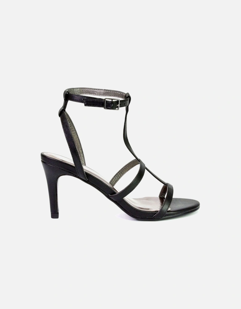 'Beaux' Caged Cut Out Detail Mid High Heel Stiletto Ankle Strappy Sandals