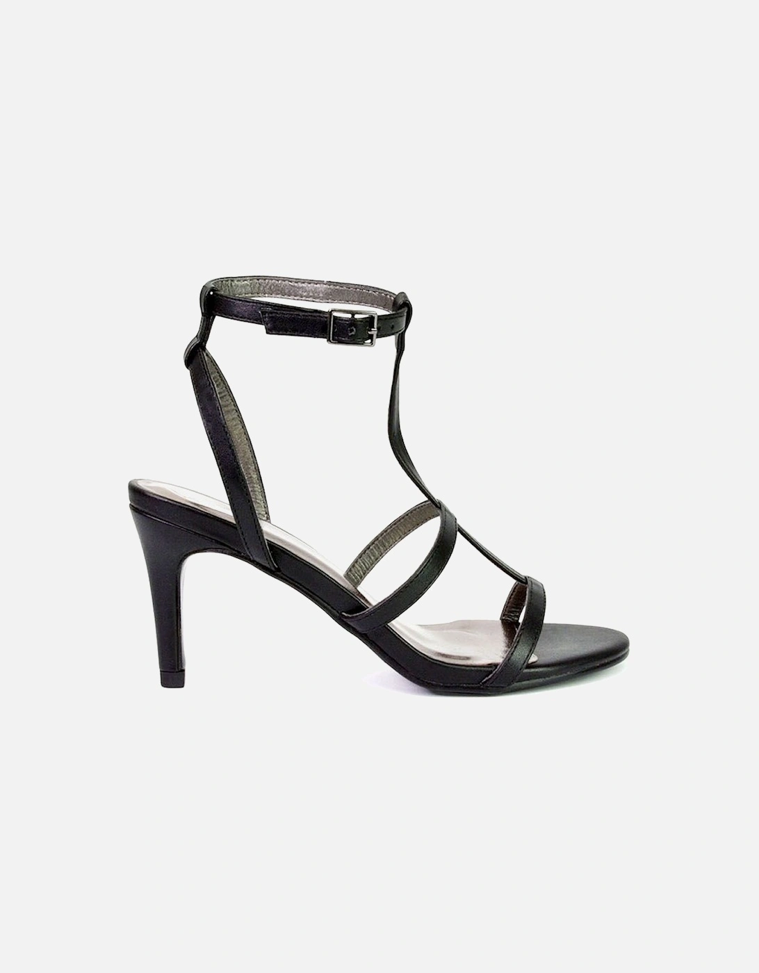 'Beaux' Caged Cut Out Detail Mid High Heel Stiletto Ankle Strappy Sandals, 2 of 1