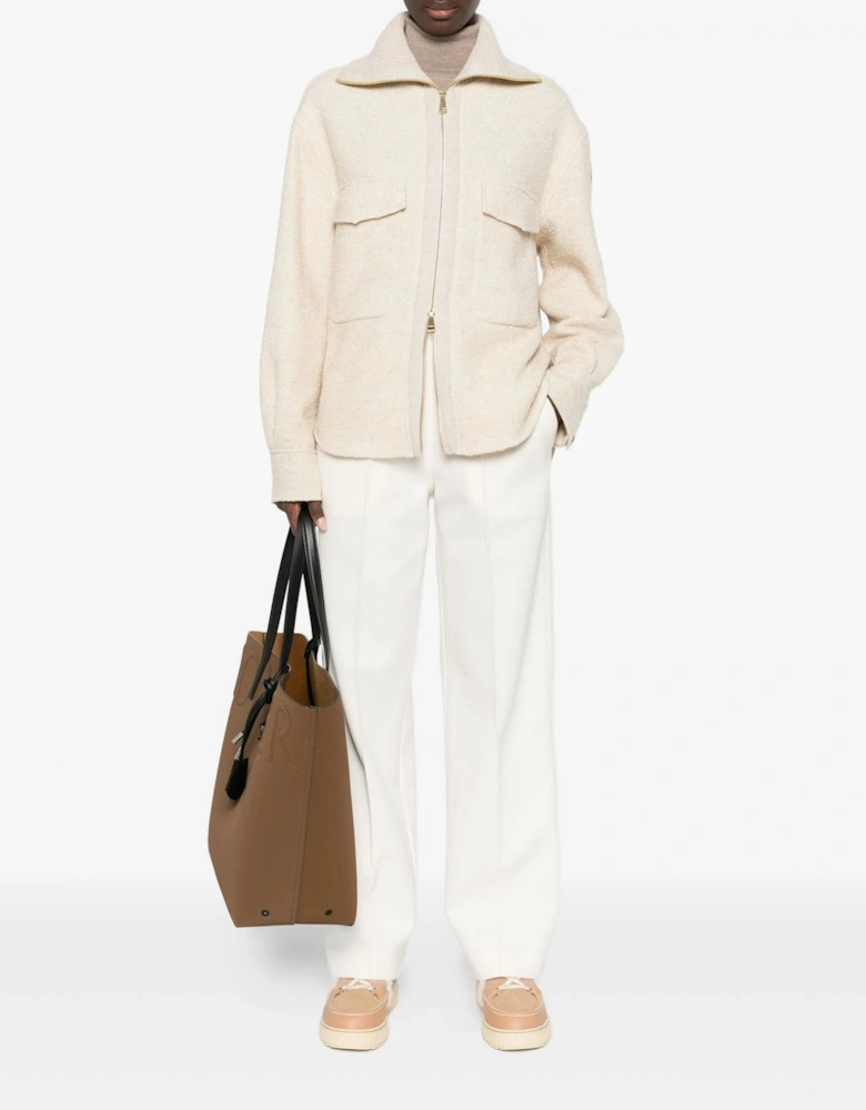 Womens Zip Overshirt Beige