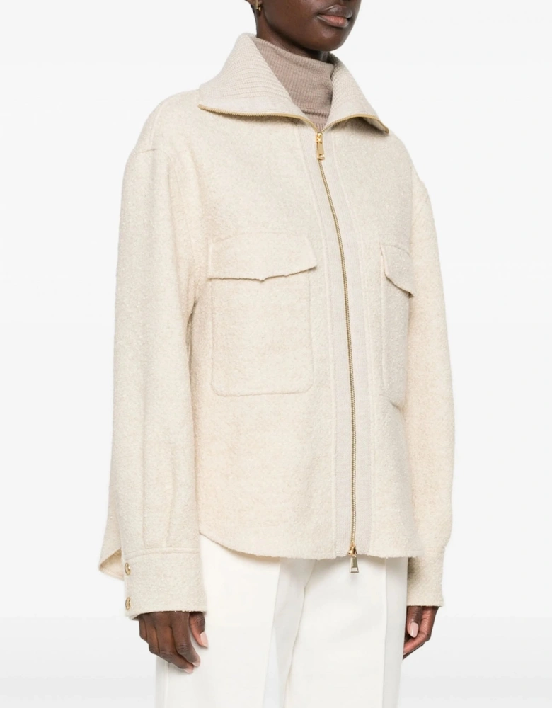 Womens Zip Overshirt Beige