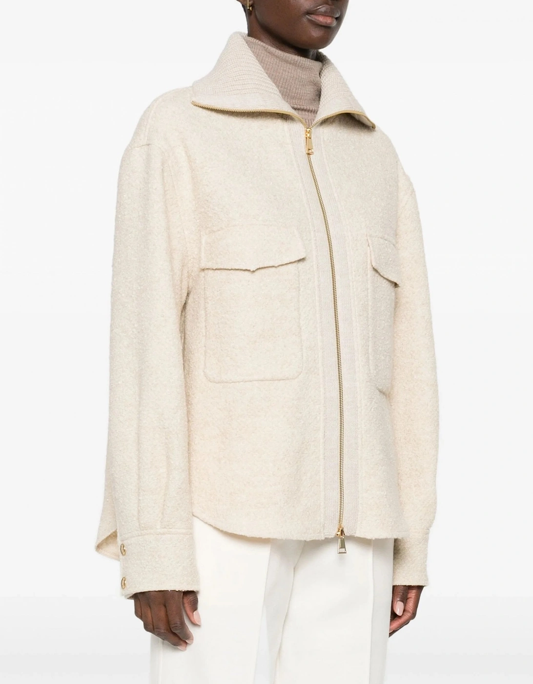 Womens Zip Overshirt Beige