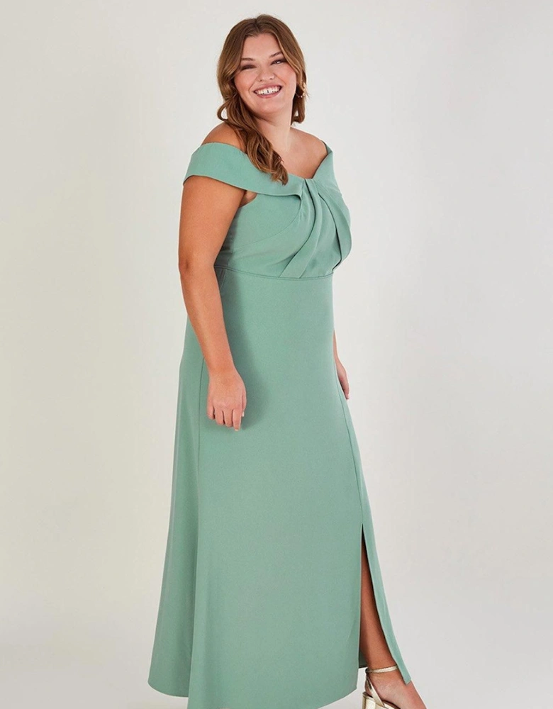Beatrice Crepe Bardot Maxi Dress Blue