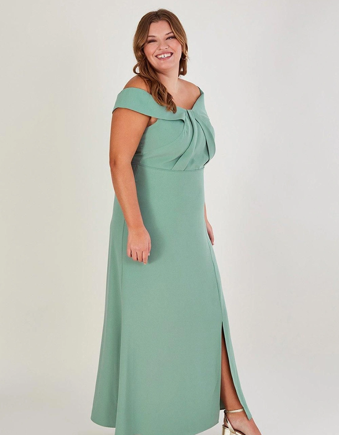 Beatrice Crepe Bardot Maxi Dress Blue, 2 of 1