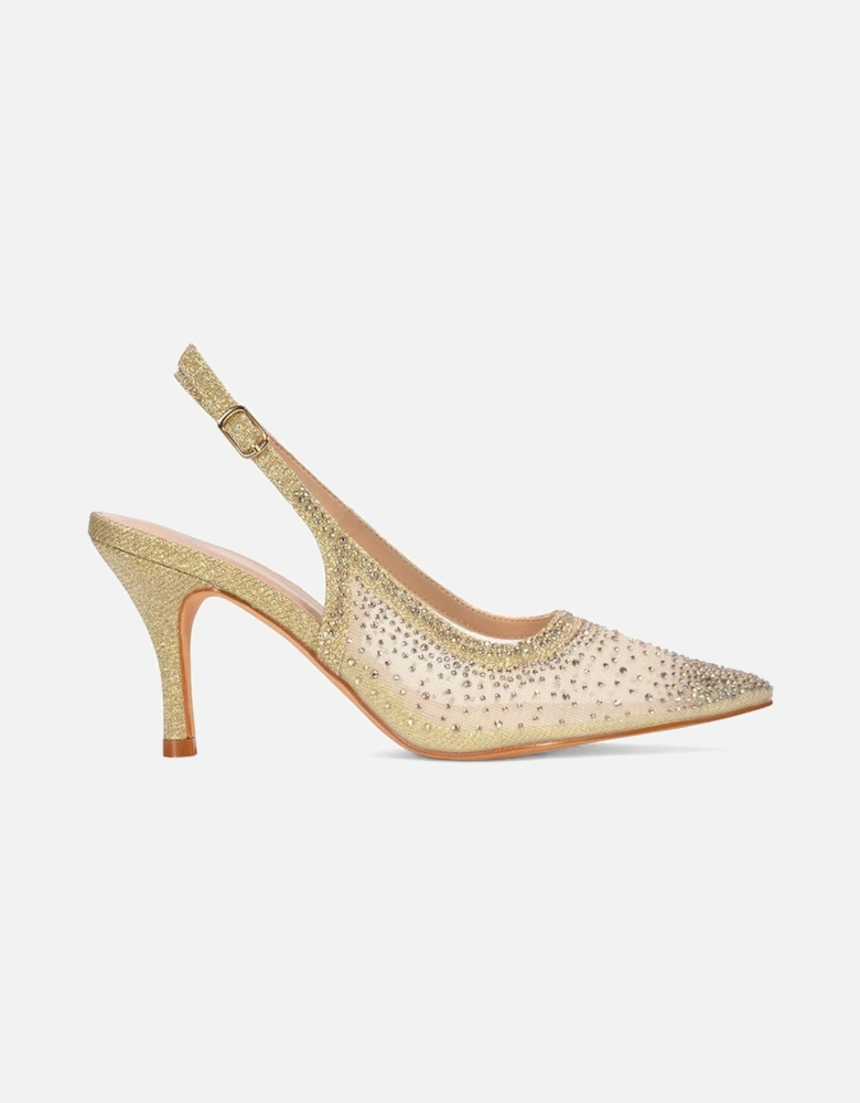 'Skye' Sparkly Mesh Stiletto Heel Slingback Occasion Court Shoes