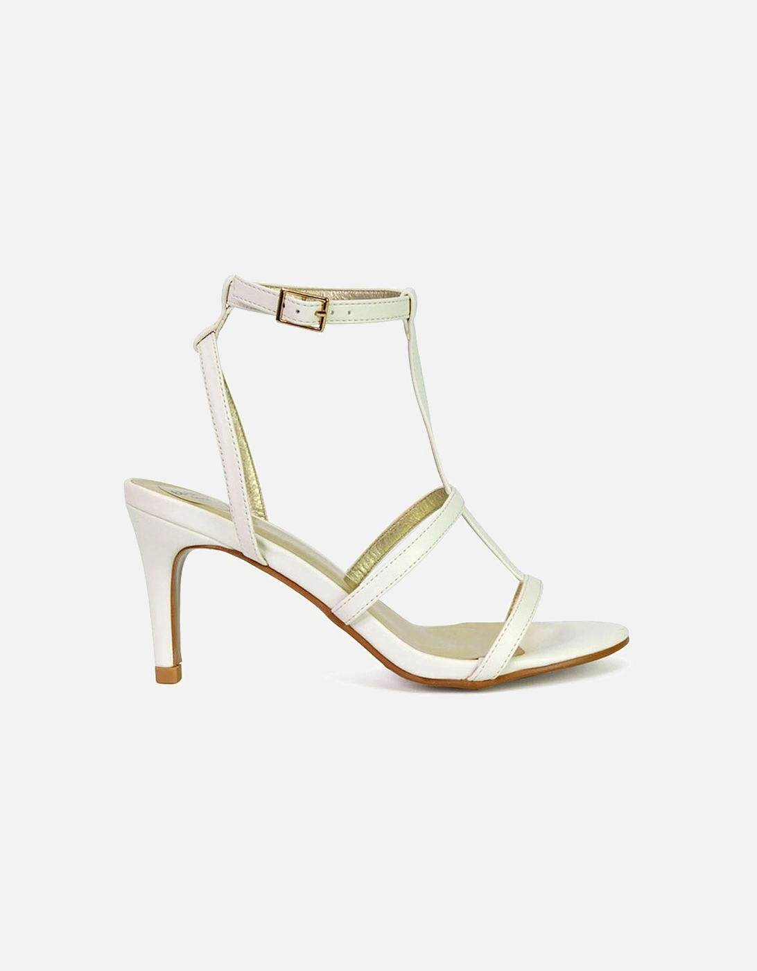 'Beaux' Caged Cut Out Detail Mid High Heel Stiletto Ankle Strappy Sandals, 2 of 1