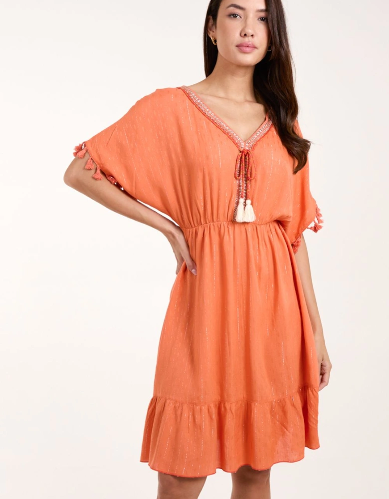 Tassle Detail V Neck Dress