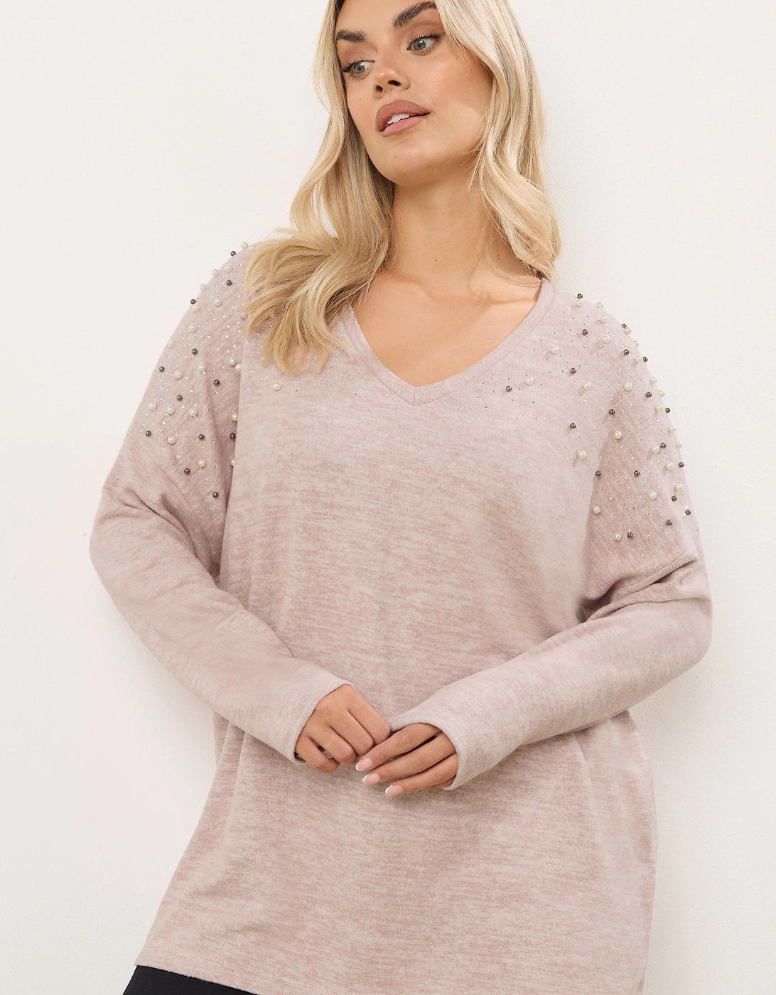 Pearl Embellished Drop Shoulder Jumper, 2 of 1