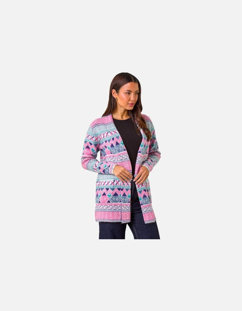 Chevron Pattern Longline Cardigan