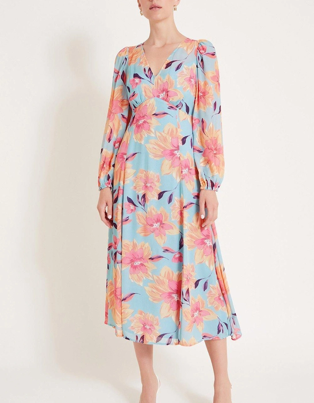 Lilith Floral Print Dress Blue, 2 of 1