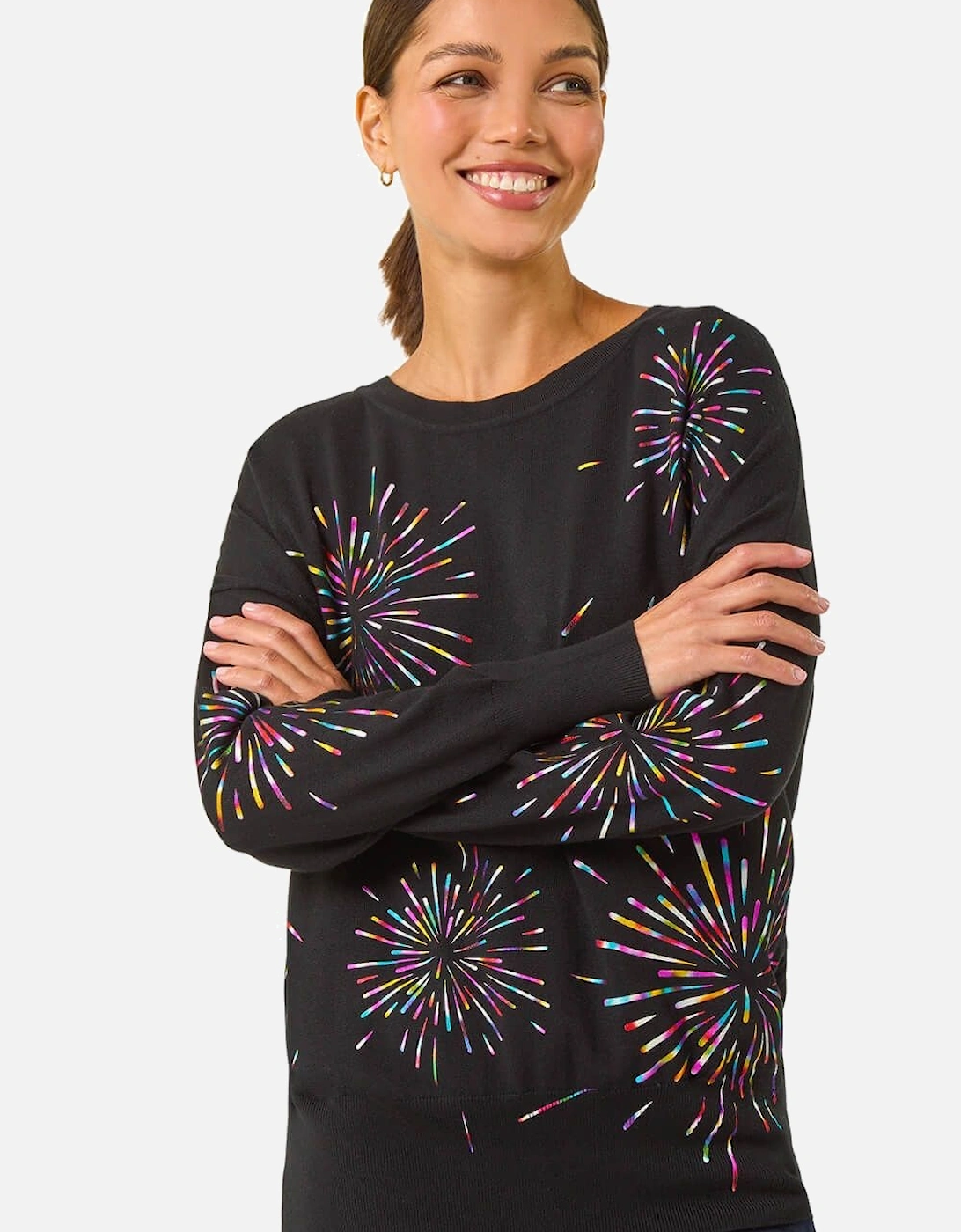 Crew Neck Burst Foil Print Jumper, 2 of 1