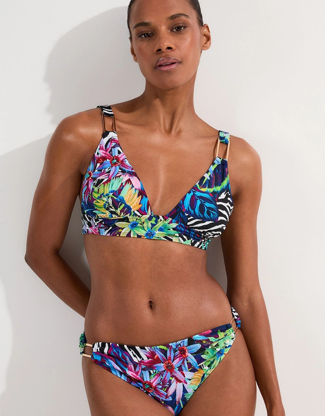 Tropical Floral Plunge Bikini Top, 2 of 1