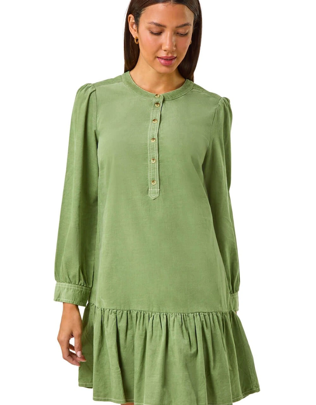 Corduroy Button Detail A-Line Dress, 2 of 1