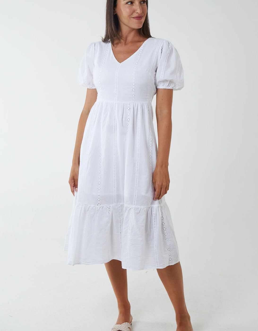 V Neck Lace Up Back Midi Dress, 2 of 1