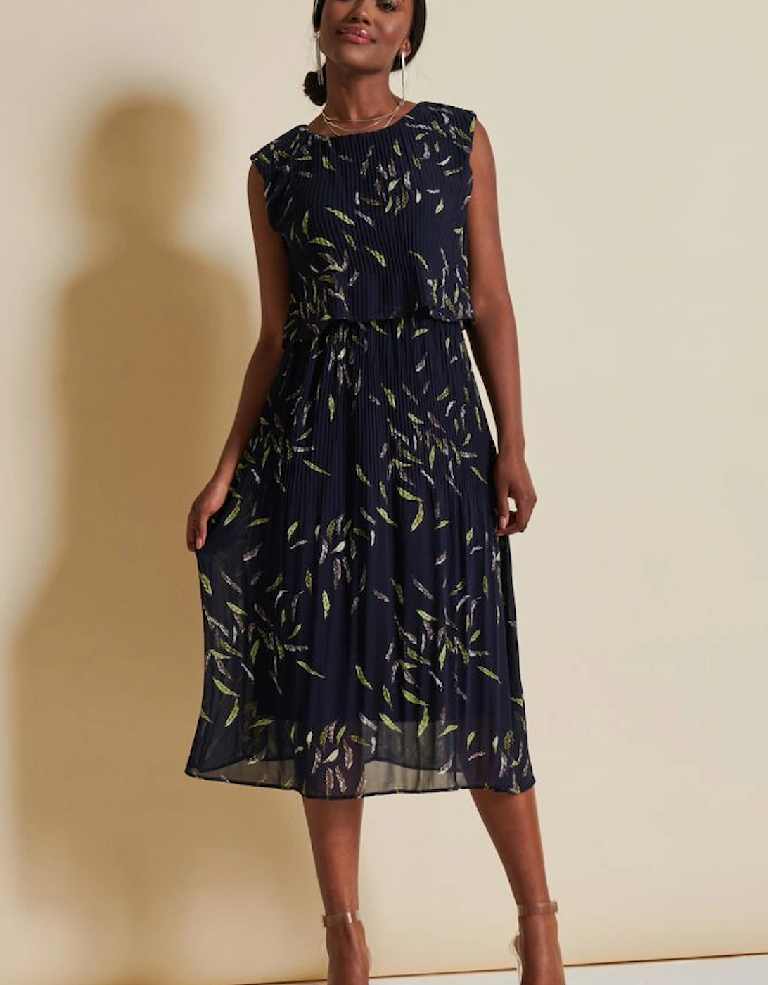Chiffon Pleated Overlay Midi Dress, 2 of 1