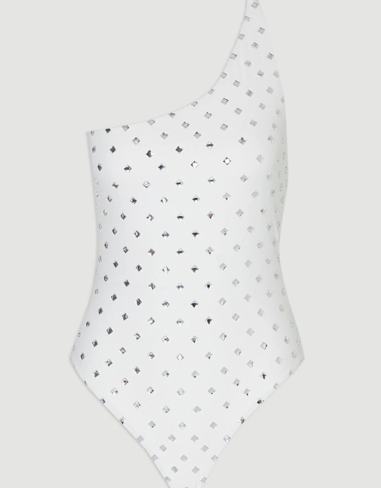 Stud One Shoulder Swimsuit