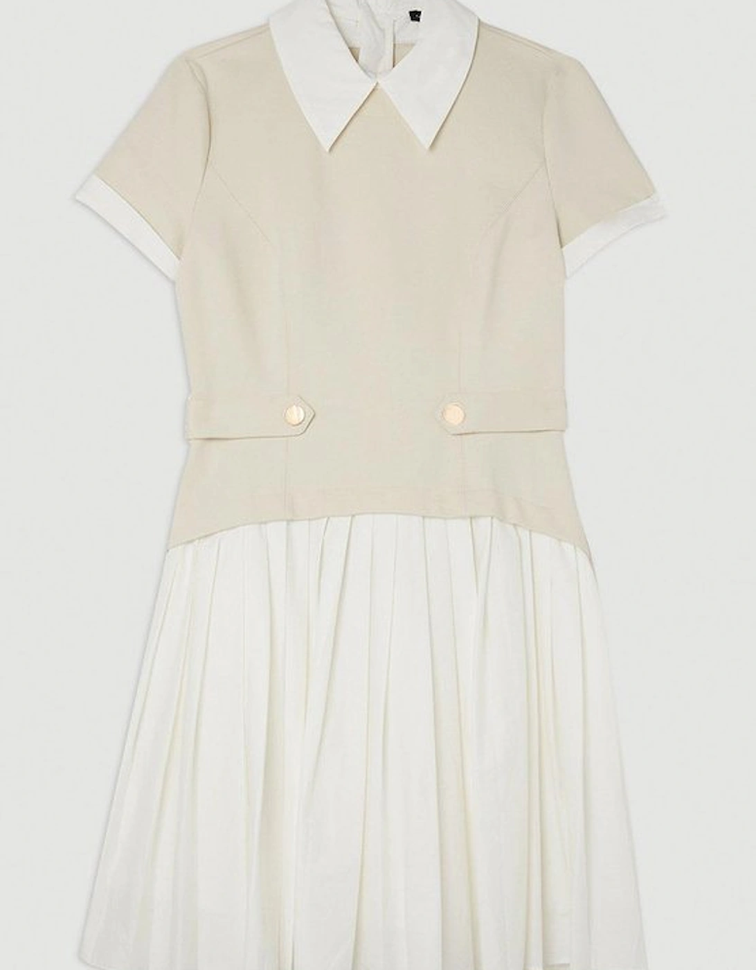 Jersey Cotton Poplin Pleated Mini Dress