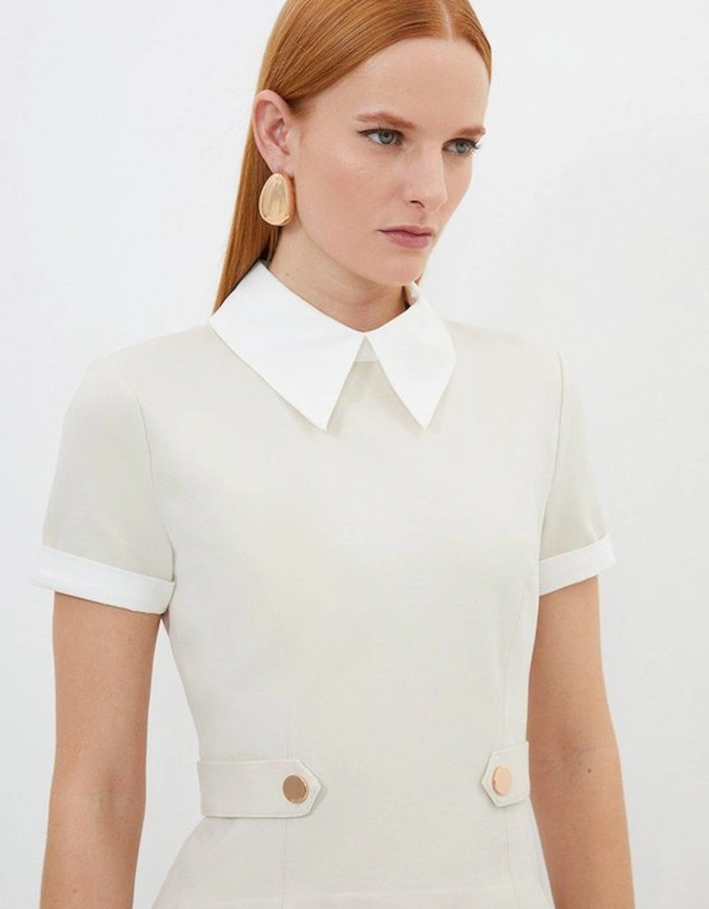 Jersey Cotton Poplin Pleated Mini Dress