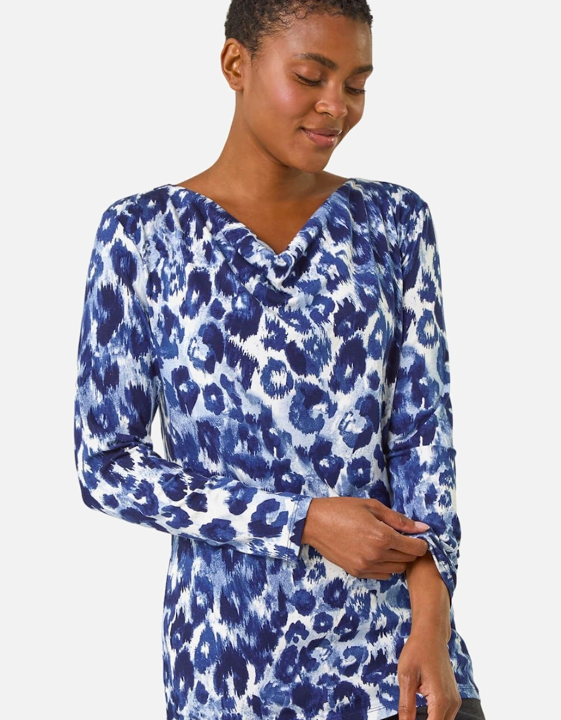 Animal Print Cowl Neck Tunic Top, 2 of 1