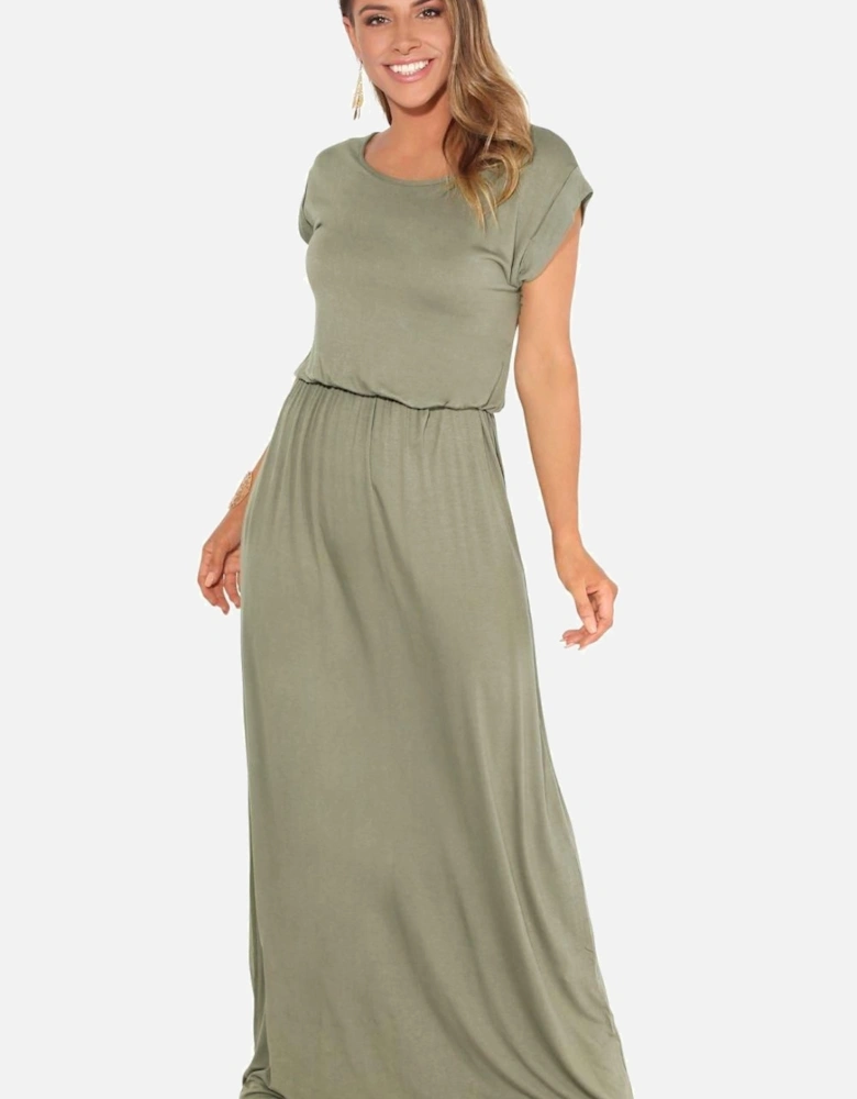 Turn Up Sleeve Jersey Maxi Dress