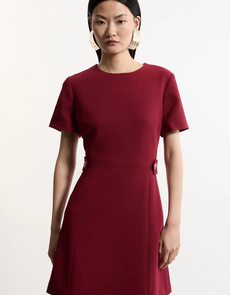 Petite Compact Stretch Essential Waist Tab Detail Tailored Mini Dress