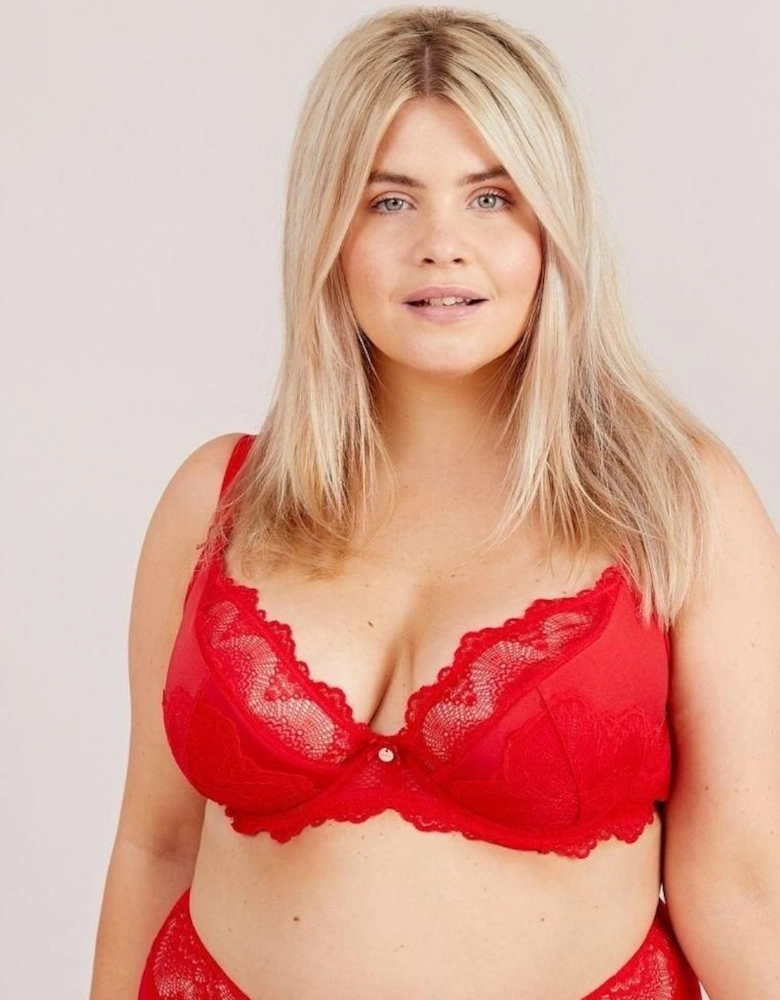 Fan Lace Underwire Half Pad Bra
