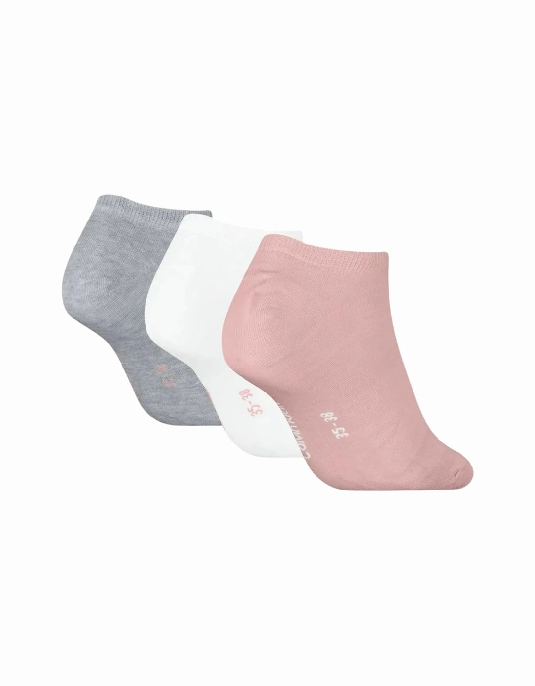 3-Pack Classic Logo Women's Trainer Socks, Pink/White/Grey, 3 of 2
