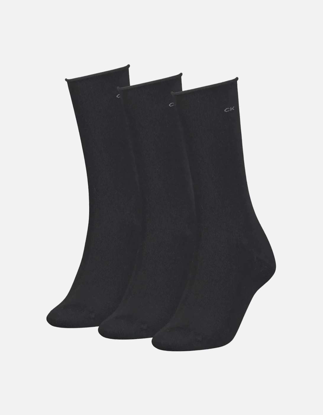 3-Pack Classic Roll-Top Women's Socks, Black, 3 of 2