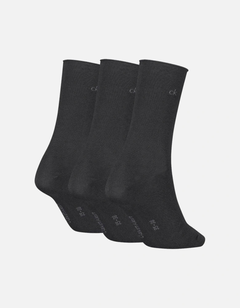 3-Pack Classic Roll-Top Women's Socks, Black