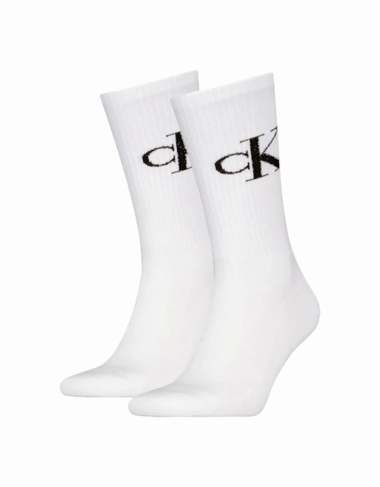 2-Pack CK Jeans Logo Sports Socks, White