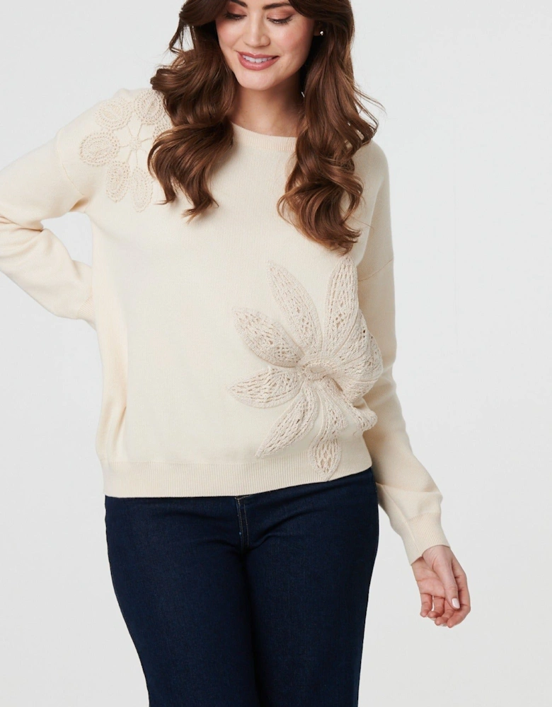 Floral Embroidered Drop Shoulder Jumper