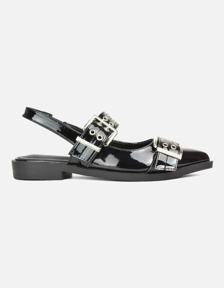 Women's Mary Jane Ballet Pumps With Slingback Strap and Buckles