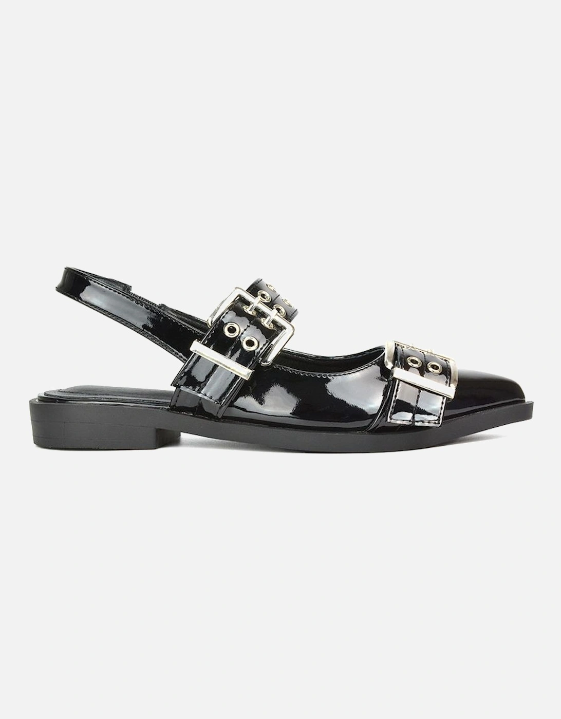 Women's Mary Jane Ballet Pumps With Slingback Strap and Buckles, 2 of 1