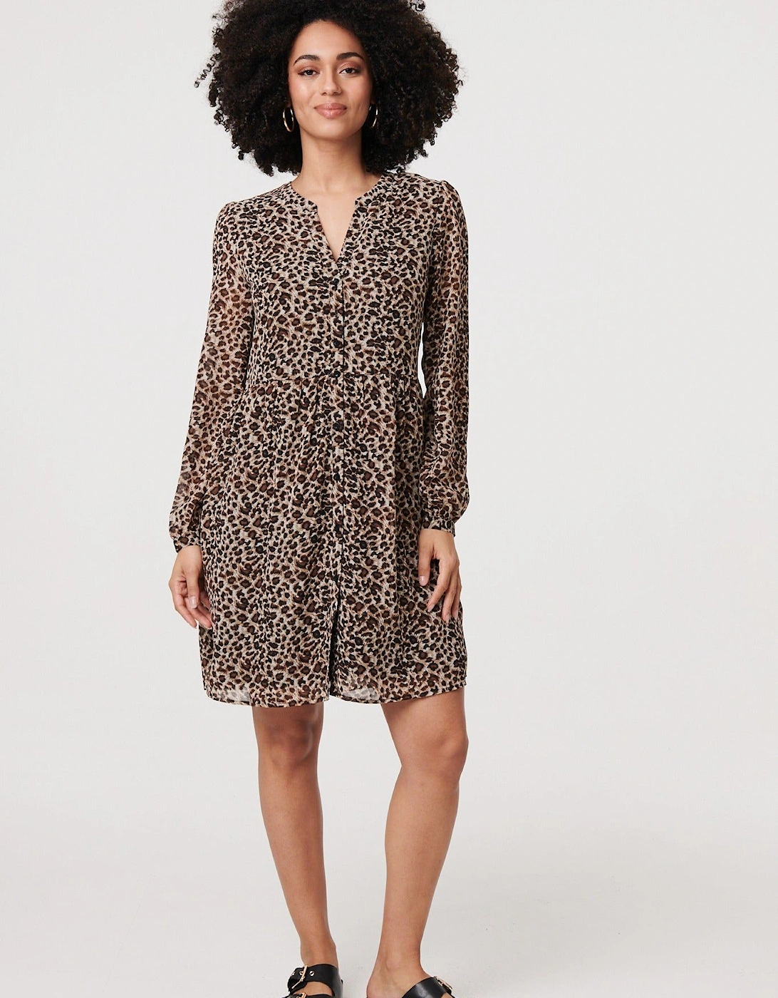Animal Print Long Sleeve Short Dress, 2 of 1