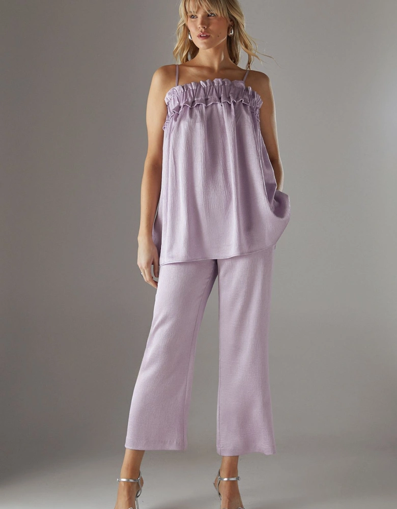 Crushed Satin Kickflare Cropped Trousers