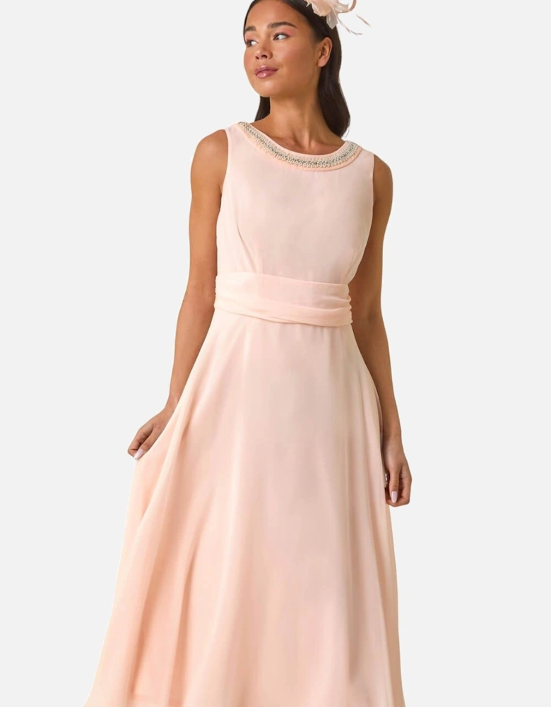 Petite Trim Detail Ruched Midi Dress