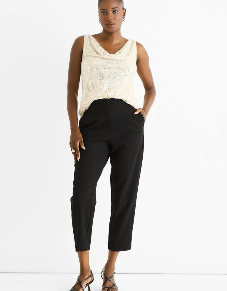 Champagne Sequin Cowl Neck Cami Top