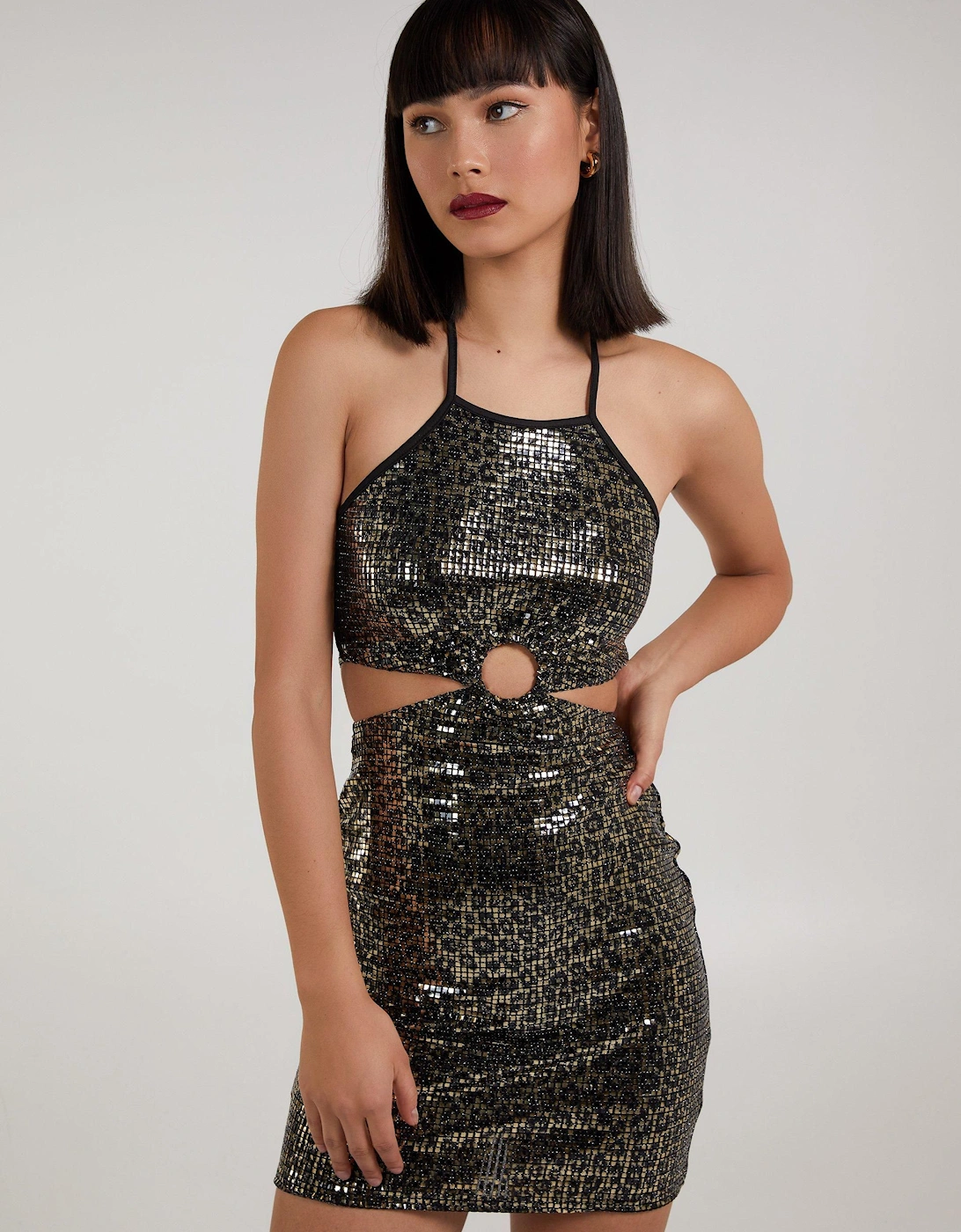 Animal Print Sequin Cut Out Dress, 2 of 1