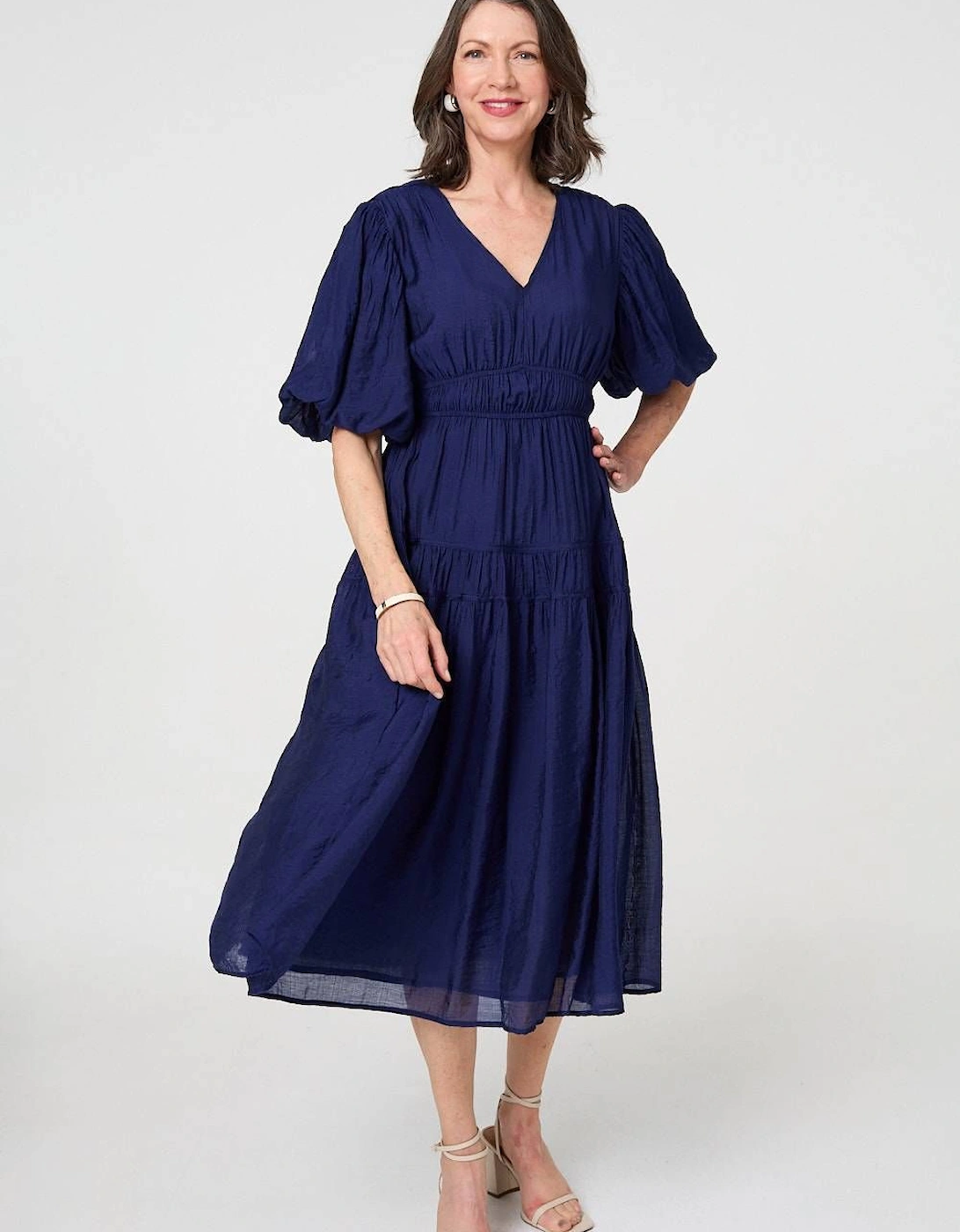 Printed 1/2 Sleeve Empire Maxi Dress, 2 of 1