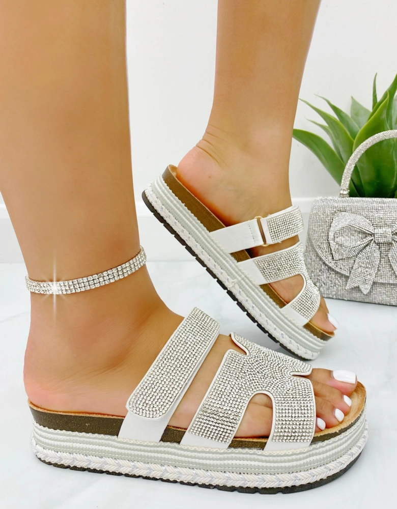 Crystal Luxe Double Strap Sliders