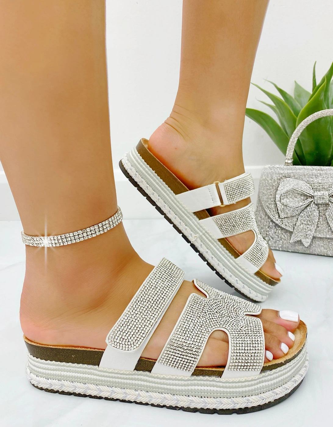 Crystal Luxe Double Strap Sliders, 2 of 1
