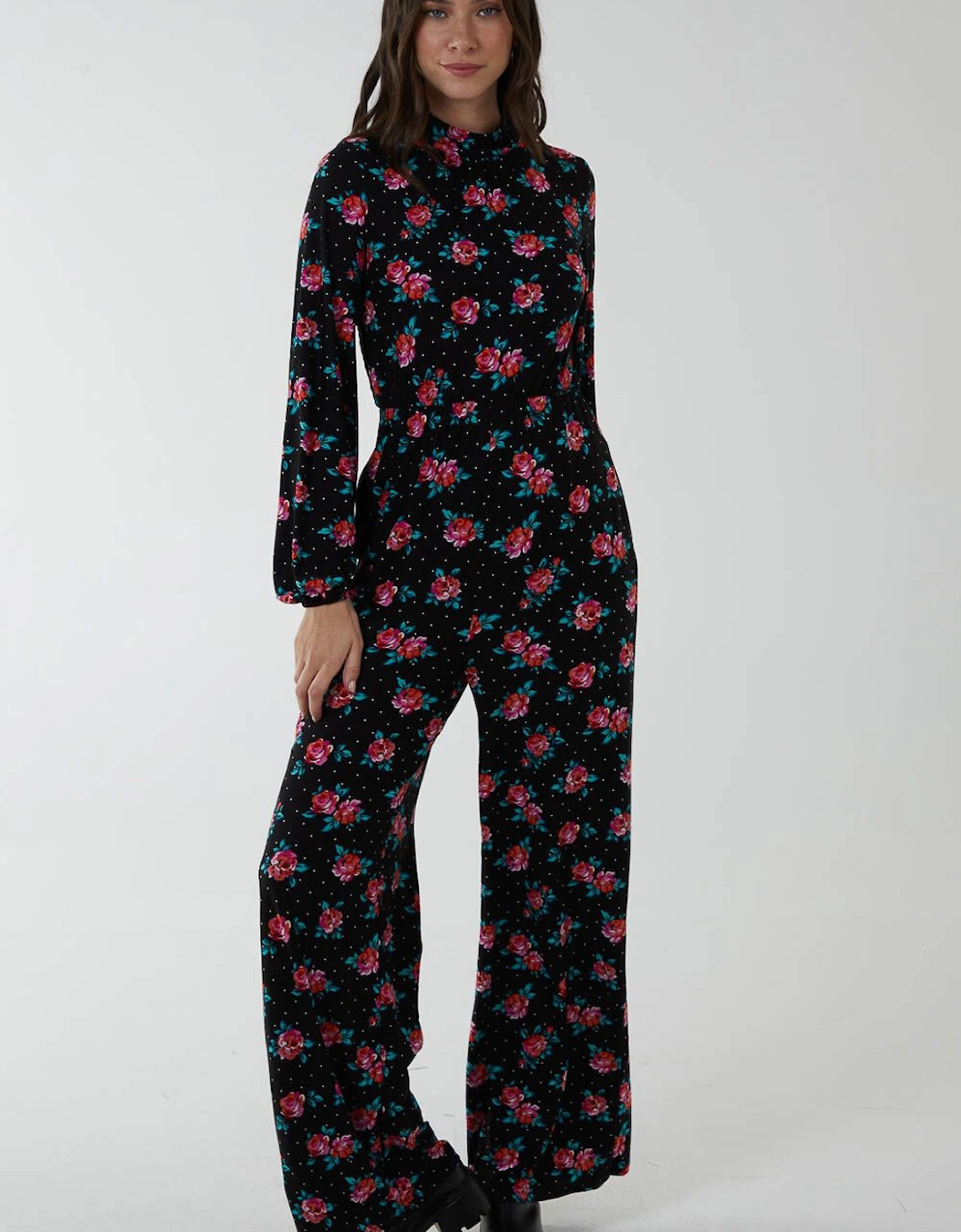 High Neck Tie Back Wide Leg Jumpsuit, 2 of 1