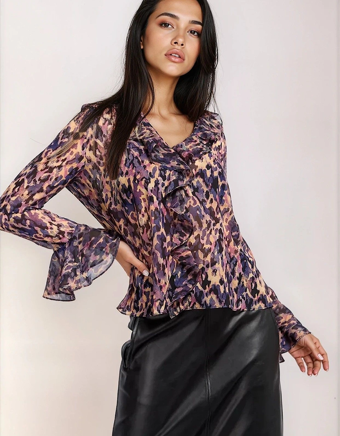 Animal Print Frill Top, 2 of 1