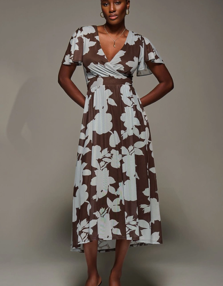 Mesh Short Sleeve Midaxi Dress