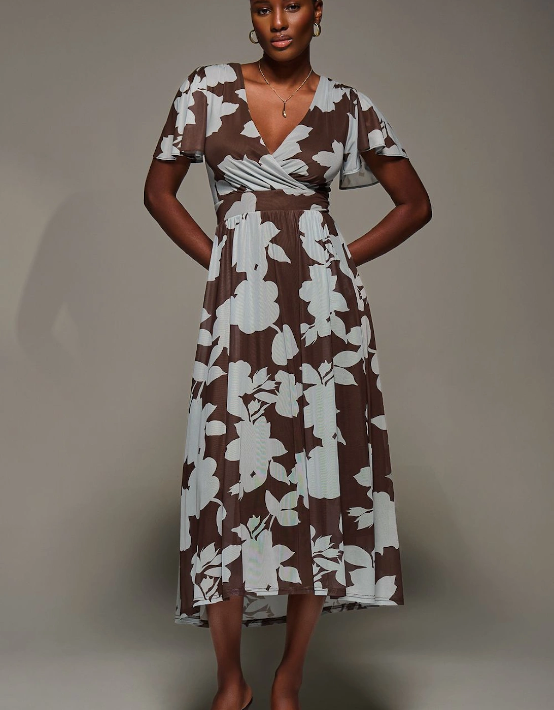 Mesh Short Sleeve Midaxi Dress, 2 of 1