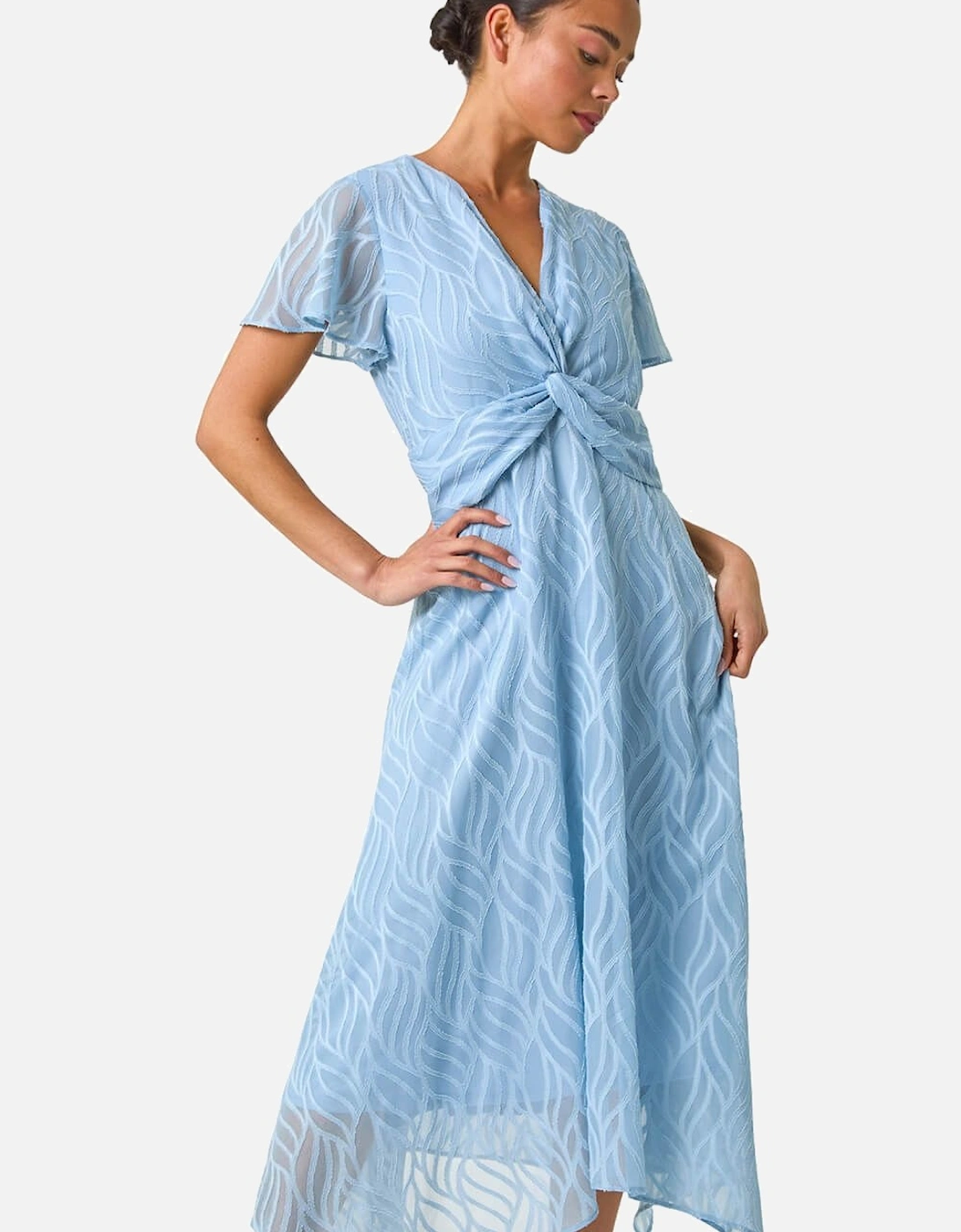 Petite Front Twist Jacquard Dress, 2 of 1