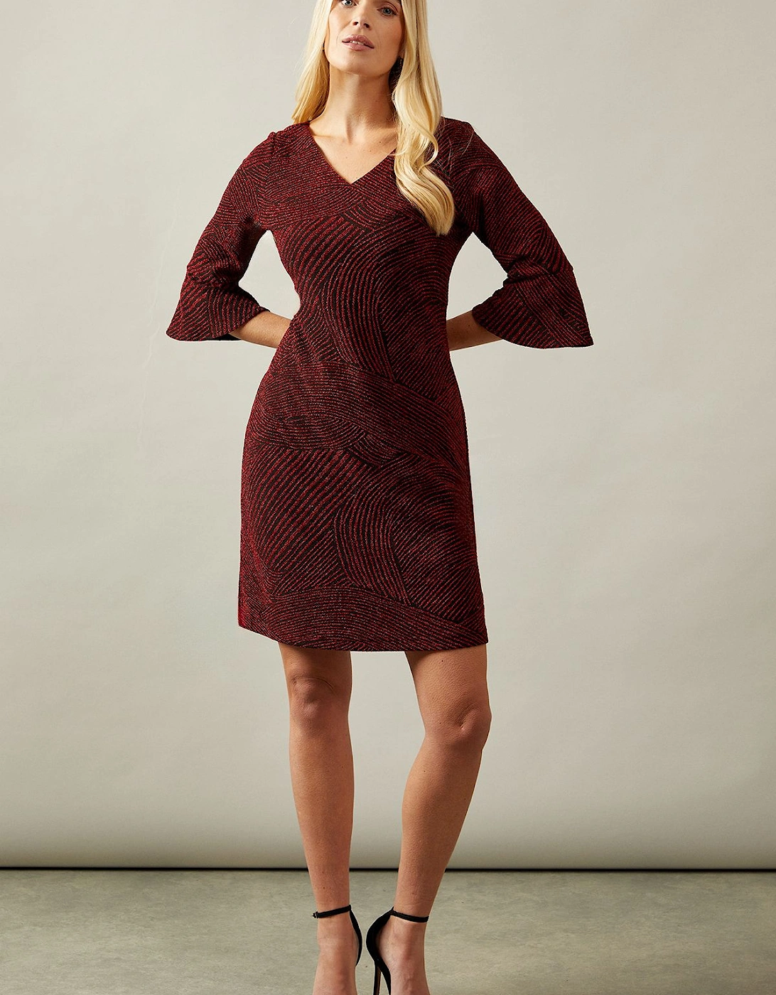 Petite Occasion Glitter Jersey Ruffle Shift Dress, 2 of 1