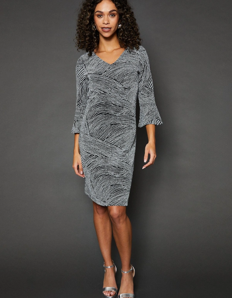 Occasion Glitter Jersey Ruffle Shift Dress