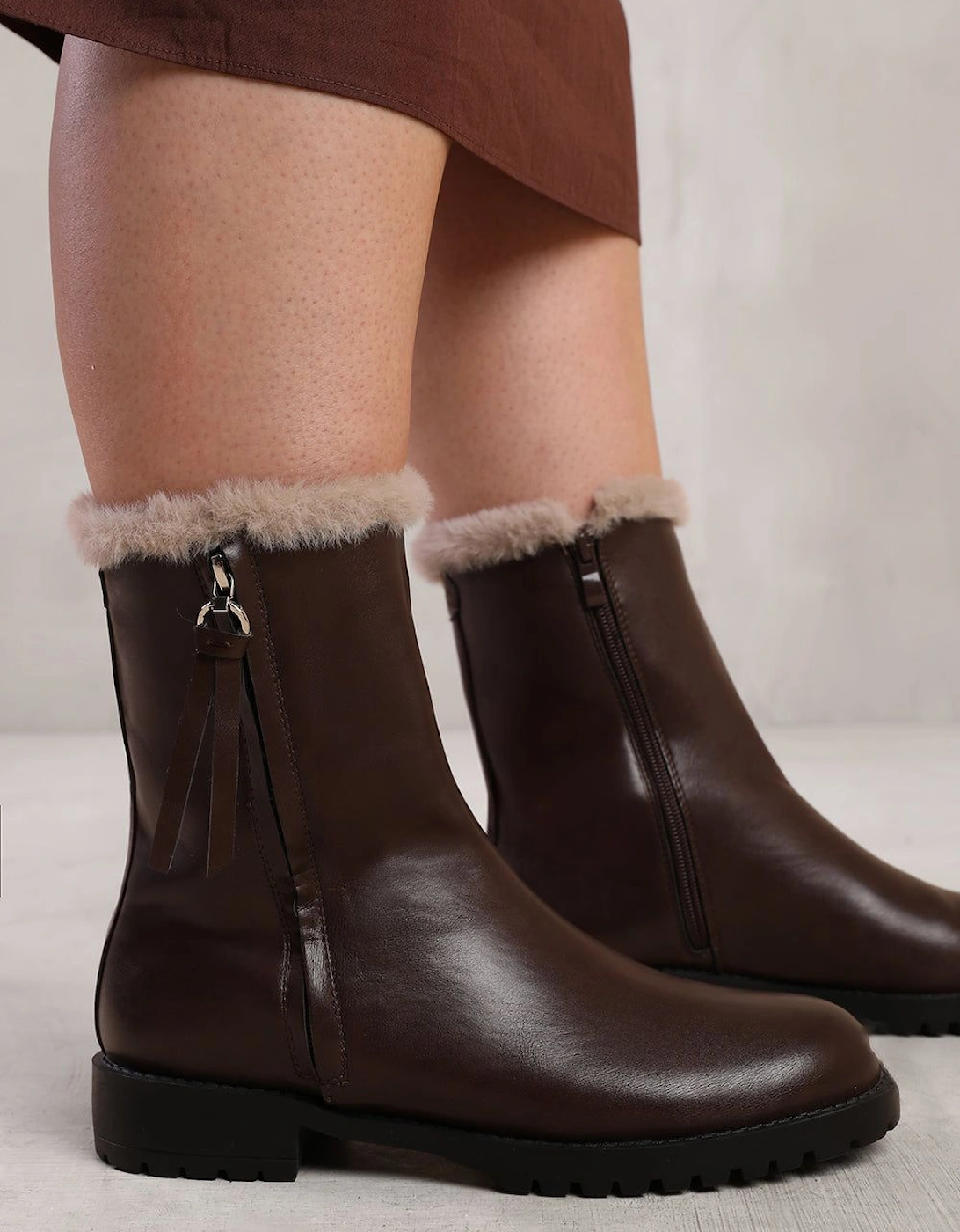 'Ice' Mid Calf Boot With Fur Trim, 2 of 1